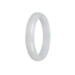 Authentic Untreated White Jadeite Jade Bangle - 56mm Half Moon