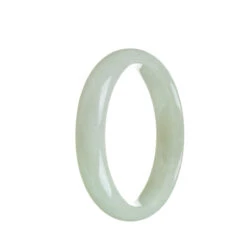 Real Grade A White Burmese Jade Bangle - 56mm Half Moon