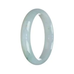 Real Grade A Pale Green Pattern Traditional Jade Bracelet - 56mm Half Moon -Jayde Jewelry Outlet 92011204