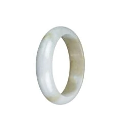 Authentic Grade A White And Brown Jadeite Jade Bangle - 54mm Half Moon