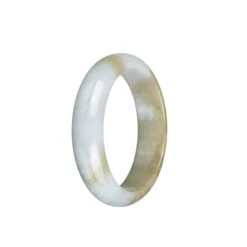 Authentic Grade A White And Brown Jadeite Jade Bangle - 54mm Half Moon 7 Authentic Grade A White And Brown Jadeite Jade Bangle - 54mm Half Moon -Jayde Jewelry Outlet 92011242 4