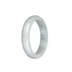 Genuine Type A White With Light Green Burma Jade Bangle - 54mm Half Moon