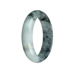 Certified Grade A Pale Green With Dark Green Pattern Jade Bangle Bracelet - 54mm Half Moon -Jayde Jewelry Outlet 92011401