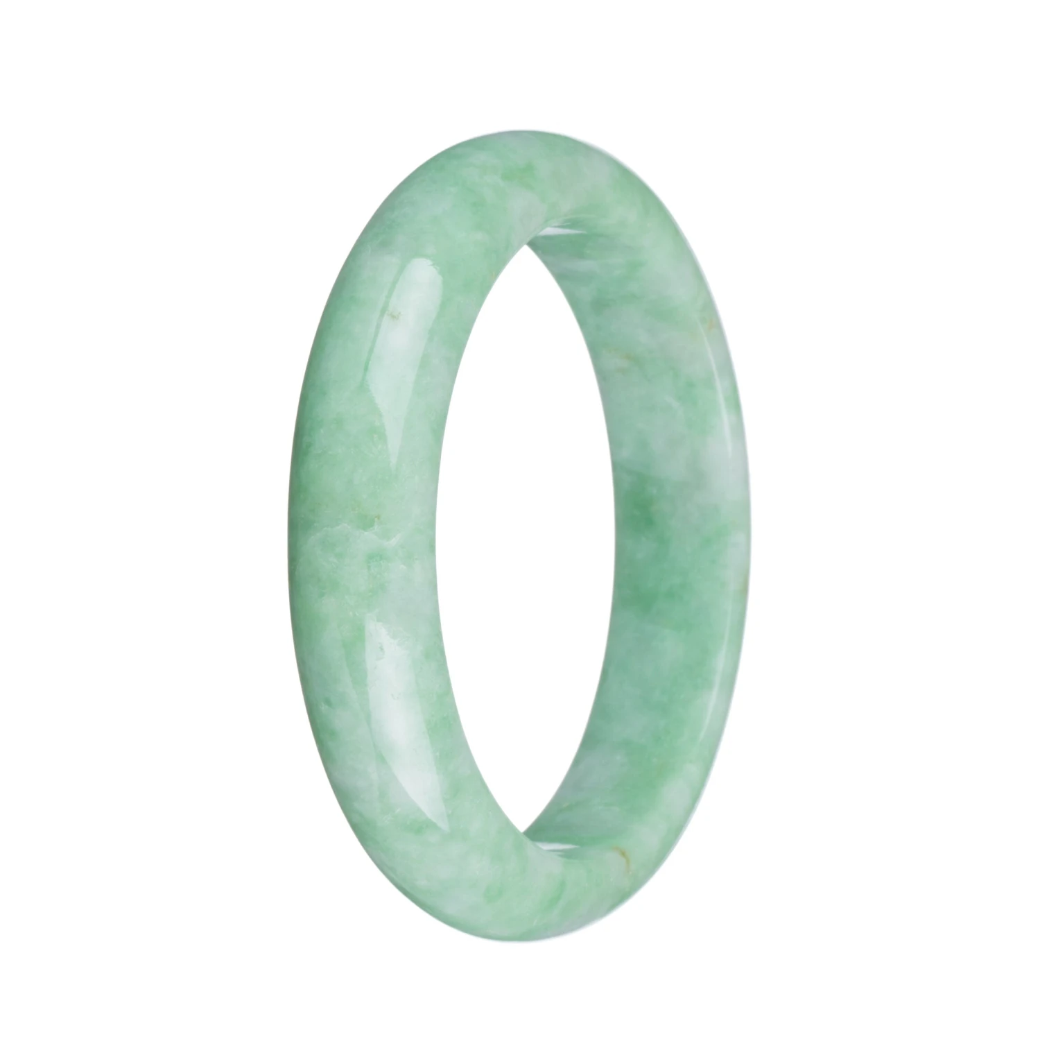 Real Natural Apple Green Jade Bracelet - 58mm Half Moon 3 Real Natural Apple Green Jade Bracelet - 58mm Half Moon