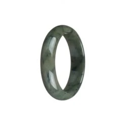 Genuine Type A Green With Dark Green Patterns Jadeite Jade Bangle - 46mm Half Moon