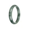 Authentic Grade A Green Pattern Burmese Jade Bracelet - 58mm Half Moon