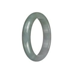 Authentic Grade A White With Green Jade Bangle Bracelet - 59mm Half Moon -Jayde Jewelry Outlet 92011719