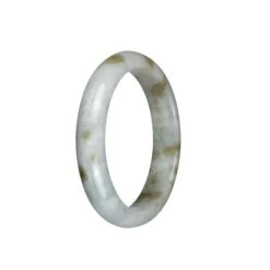 Genuine Grade A White And Brown Pattern Traditional Jade Bangle - 58mm Half Moon
