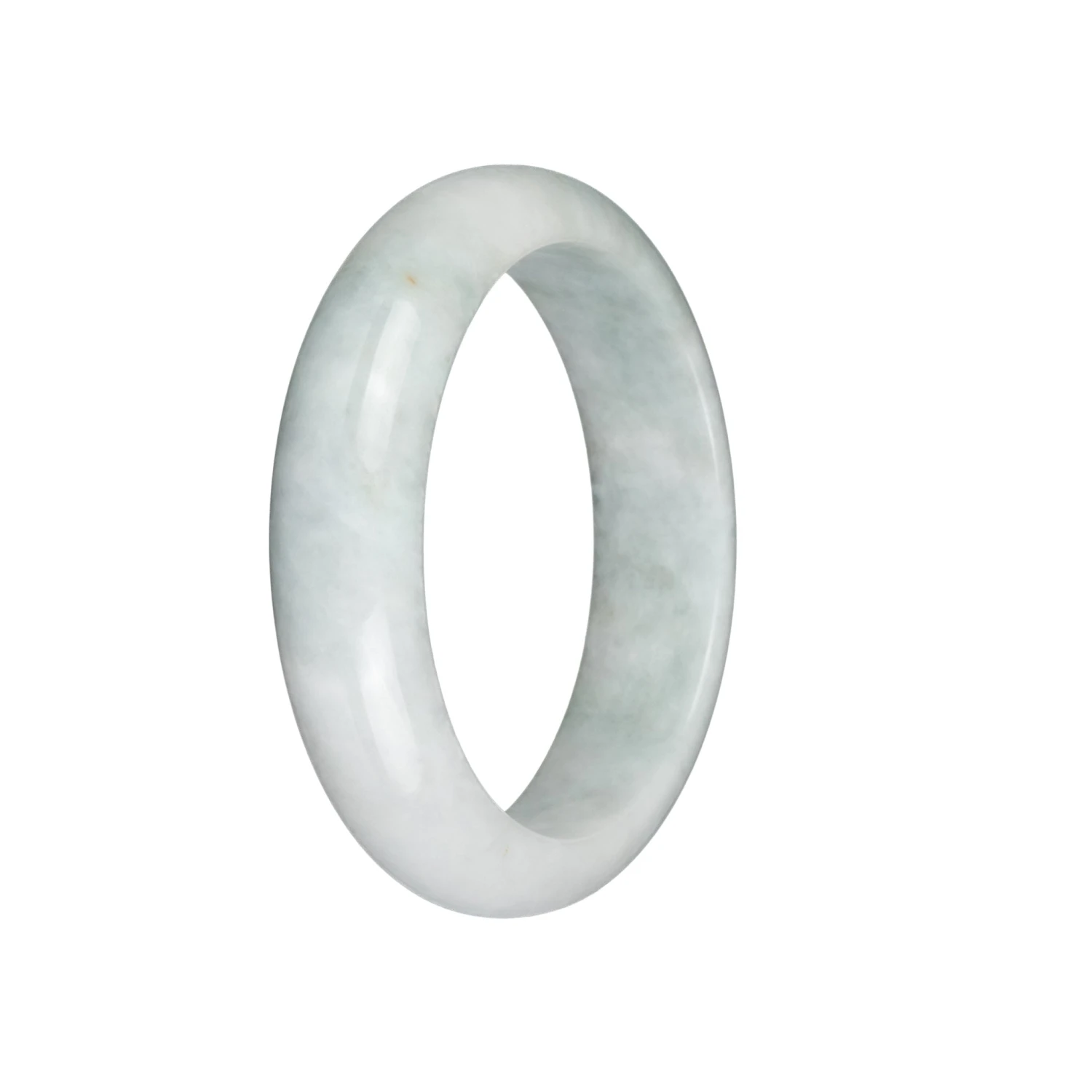 Authentic Grade A White With Pale Green Jadeite Bracelet - 58mm Half Moon 4 Authentic Grade A White With Pale Green Jadeite Bracelet - 58mm Half Moon - Image 2