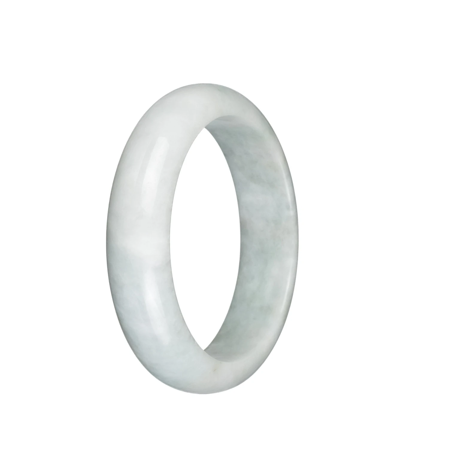 Authentic Grade A White With Pale Green Jadeite Bracelet - 58mm Half Moon 3 Authentic Grade A White With Pale Green Jadeite Bracelet - 58mm Half Moon