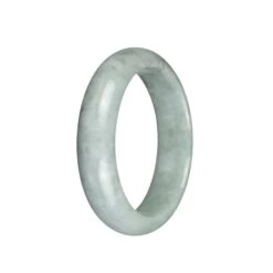 Authentic Type A Light Grey And Pale Green Burma Jade Bangle Bracelet - 58mm Half Moon