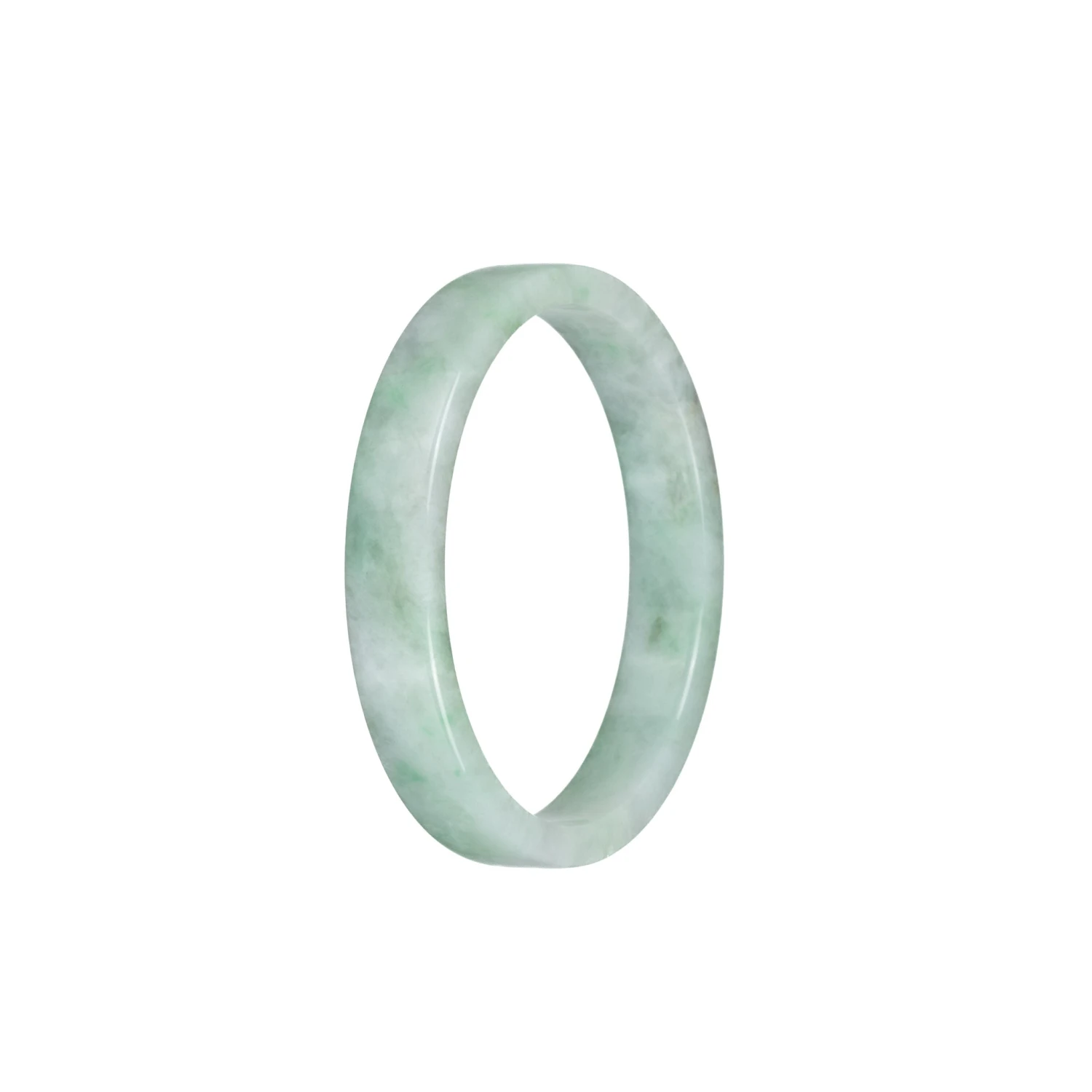 Certified Untreated Pale Green With Green Pattern Traditional Jade Bangle - 52mm Flat 3 Certified Untreated Pale Green With Green Pattern Traditional Jade Bangle - 52mm Flat