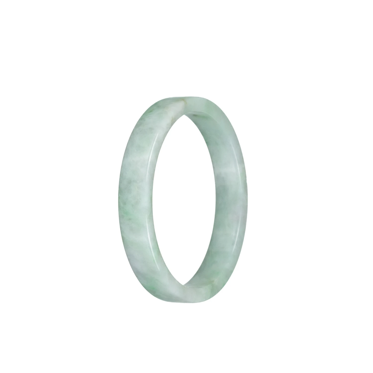 Certified Untreated Pale Green With Green Pattern Traditional Jade Bangle - 52mm Flat 5 Certified Untreated Pale Green With Green Pattern Traditional Jade Bangle - 52mm Flat - Image 3