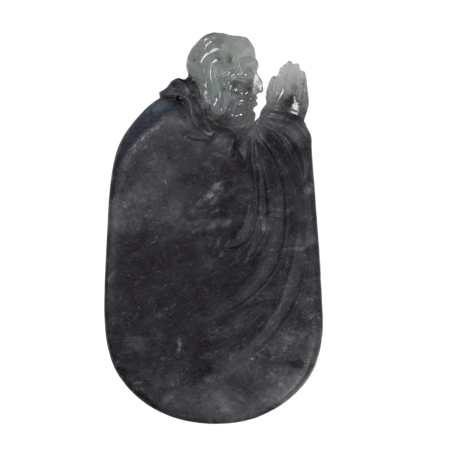 Black Jadeite Jade Monk Pendant - Artisanal Craftsmanship 3 Black Jadeite Jade Monk Pendant - Artisanal Craftsmanship