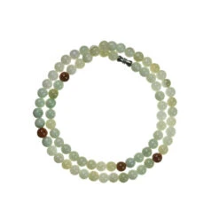 Green With Brown And Red Jadeite Jade Bead Necklace