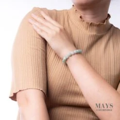 Pale Green And White Jadeite Jade Bead Bracelet - 9mm -Jayde Jewelry Outlet 92070060