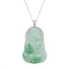 Green Jade GuanYin Pendant With Diamonds