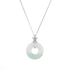 White And Green Jadeite Jade Donut Pendant