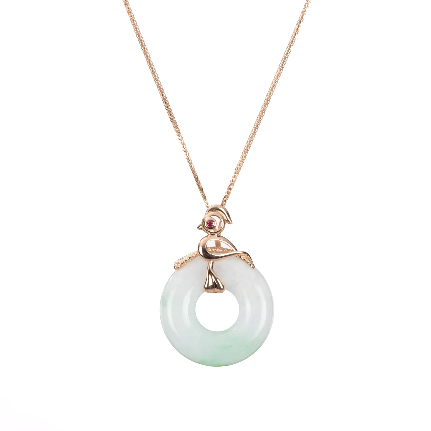 Birdie Jade Donut Pendant In 18K Rose Gold 3 Birdie Jade Donut Pendant In 18K Rose Gold