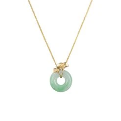 Petite Ginkgo Jade Donut Pendant In 18K Yellow Gold