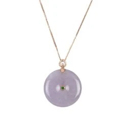18K Rose Gold Purple Jadeite Disc Pendant