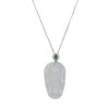 Jade Leaf Pendant - Imperial Green 18K White Gold Bail