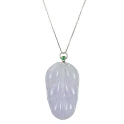 Purple Jade Leaf Pendant - Grade A Burmese Jadeite