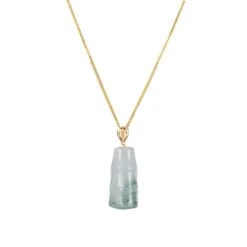 18K Yellow Gold Jade Bamboo Pendant