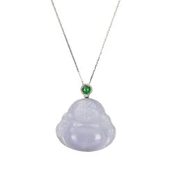 Lilac Happy Buddha Jade Necklace