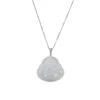 18K White Gold Happy Buddha Jadeite Jade Necklace