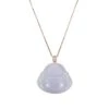 Lavender Laughing Buddha Jadeite Jade Necklace In 18K Rose Gold & Diamonds