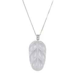 Women's Icy Jadeite Leaf Necklace With Diamond Bail