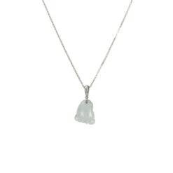 White Jade Footprint Pendant - Authentic Burmese Jadeite