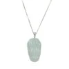 18K White Gold Jade Leaf Pendant - Authentic Burmese Jadeite