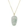 18K Yellow Gold Icy Jadeite Jade Leaf Pendant