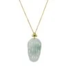 Icy Jadeite Jade Leaf Pendant With Gold Flower Bail
