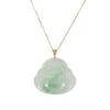 Untreated Happy Buddha Burmese Jade Necklace - 18K Yellow Gold
