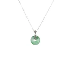 18K Green Pattern Jade Donut Necklace - Kandy Donut