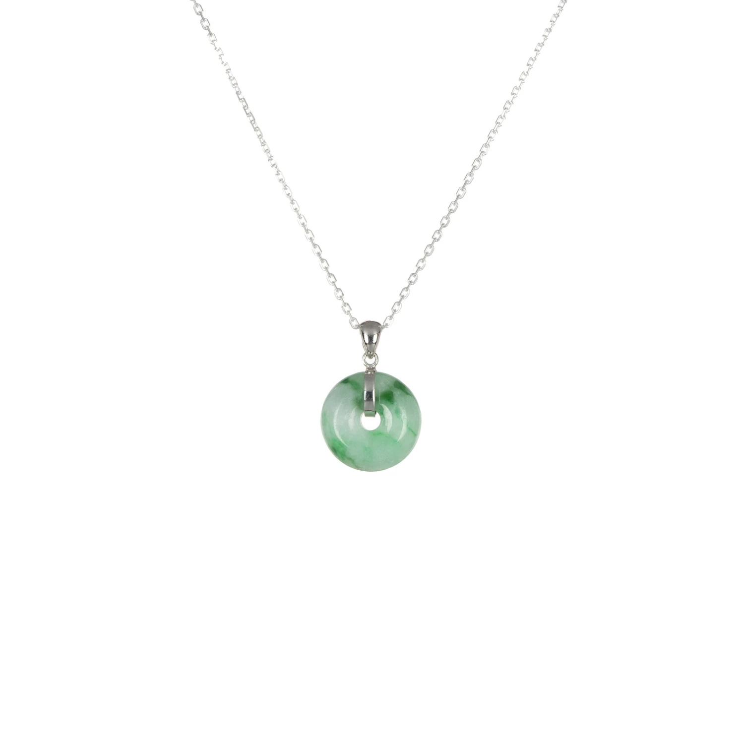 18K Green Pattern Jade Donut Necklace - Kandy Donut 3 18K Green Pattern Jade Donut Necklace - Kandy Donut