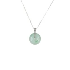 18K Pale Green Jade Necklace - Kandy Donut