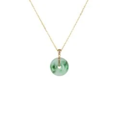 Untreated Green Pattern Jadeite Necklace - Kandy Donut