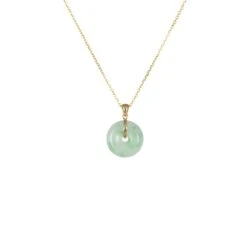 Untreated Pale Green With Light Green Pattern Jade Donut Necklace - Kandy Donut