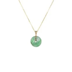 Untreated Green Pattern Jade Pendant - Kandy Donut