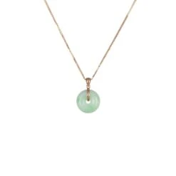 18K Pale Green With Light Green Pattern Jade Necklace - Kandy Donut