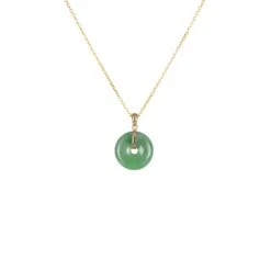 18K Imperial Green Jade Necklace - Kandy Disc