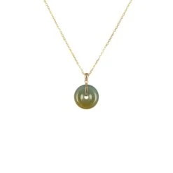Natural Bluish Grey With Brown Jadeite Pendant - Kandy Disc