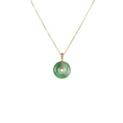 Natural Imperial Green With White Jade Disc Necklace - Kandy Disc