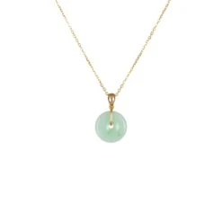 Natural Light Green Jade Necklace - Kandy Disc