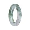54mm White And Pale Lavender With Green Patterns Jade Bangle Bracelet