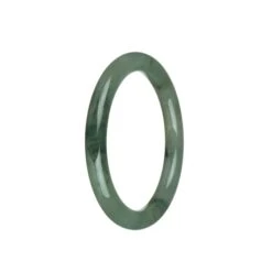 Certified Type A Green With Light Brown Patch Jade Bangle - 59mm Petite Round